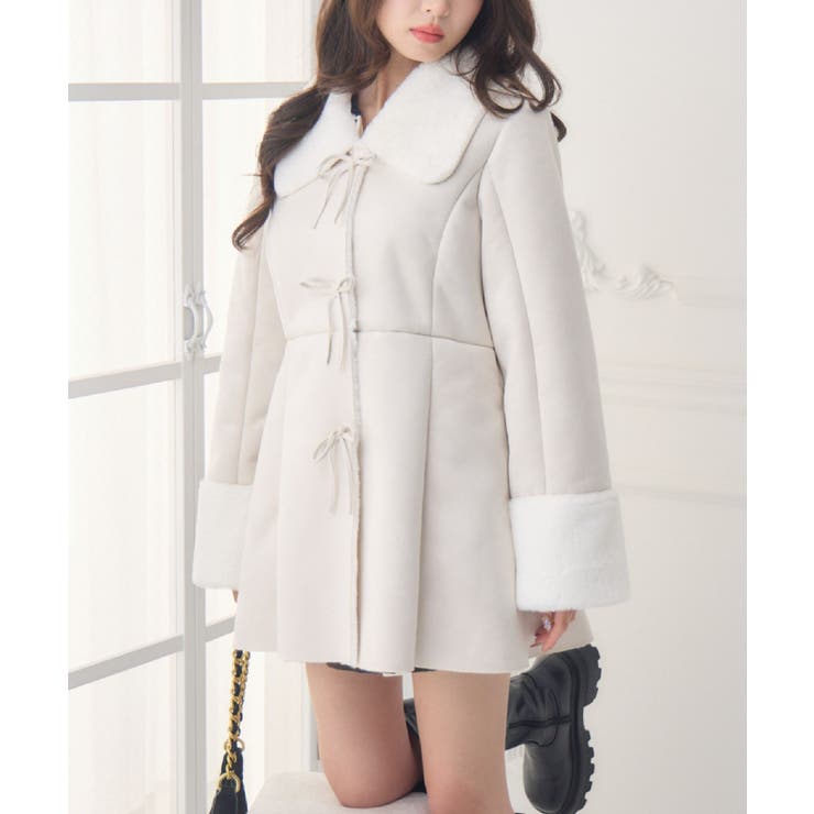 WHT4 | Fファー襟スエードコート | RETRO GIRL