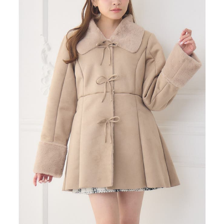 BRN0 | Fファー襟スエードコート | RETRO GIRL