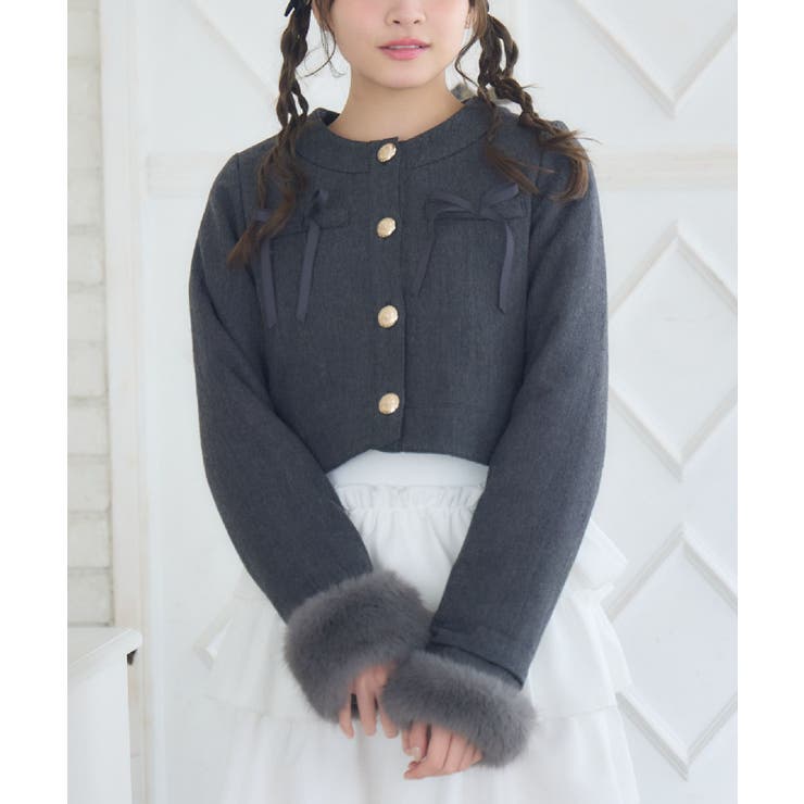 BLK1 | ファー付中綿リボンJK | RETRO GIRL