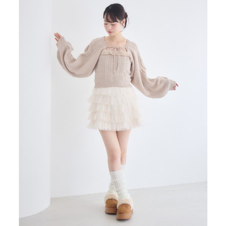 【セットアイテム】ファー付きケーブルニットSET | RETRO GIRL | 詳細画像14 