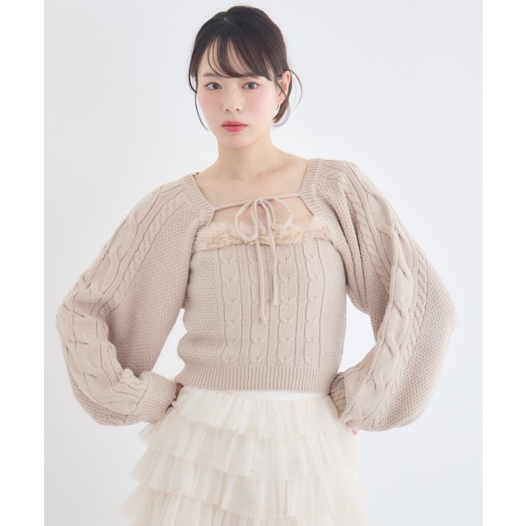 【セットアイテム】ファー付きケーブルニットSET | RETRO GIRL | 詳細画像17 