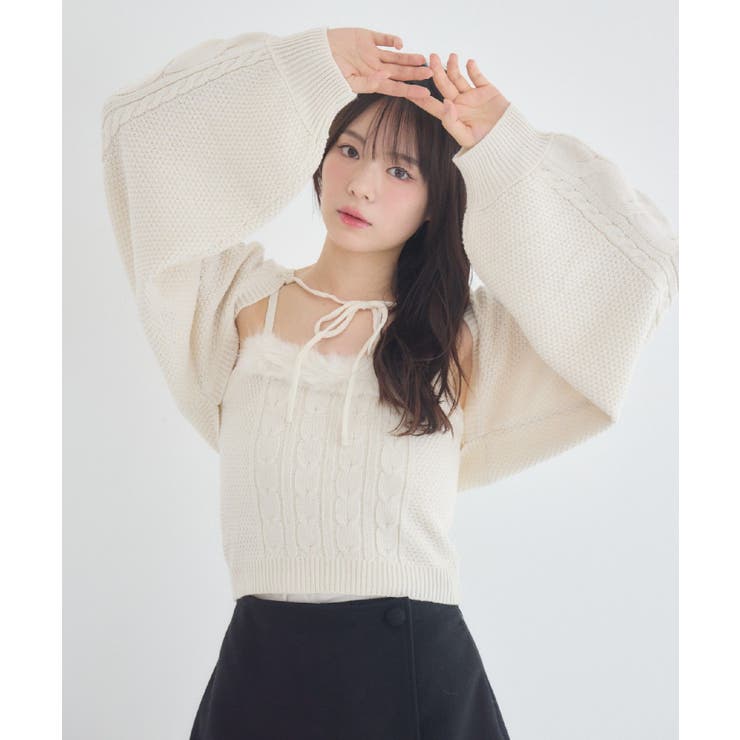 【セットアイテム】ファー付きケーブルニットSET | RETRO GIRL | 詳細画像6 
