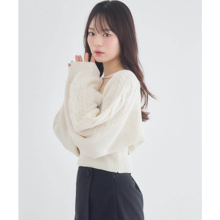 【セットアイテム】ファー付きケーブルニットSET | RETRO GIRL | 詳細画像7 