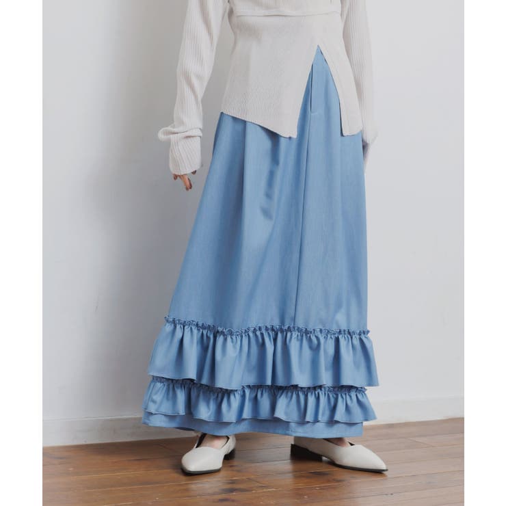 BLU2 | デニム裾フリルスカート | RETRO GIRL