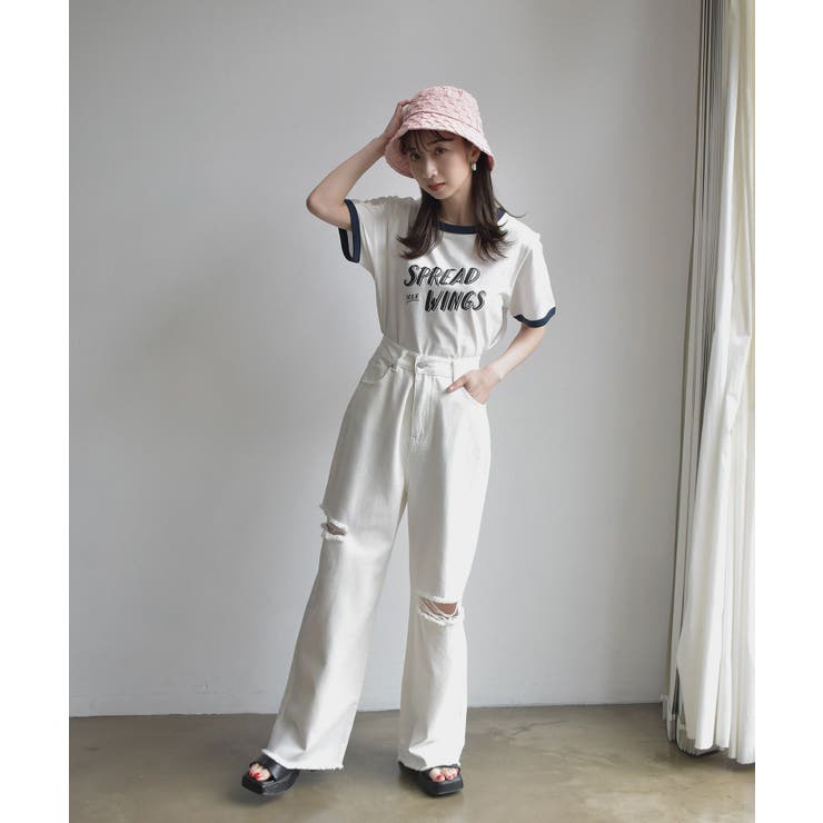 ダメージデニムPT[品番：RTGW0005712]｜RETRO GIRL（レトロ