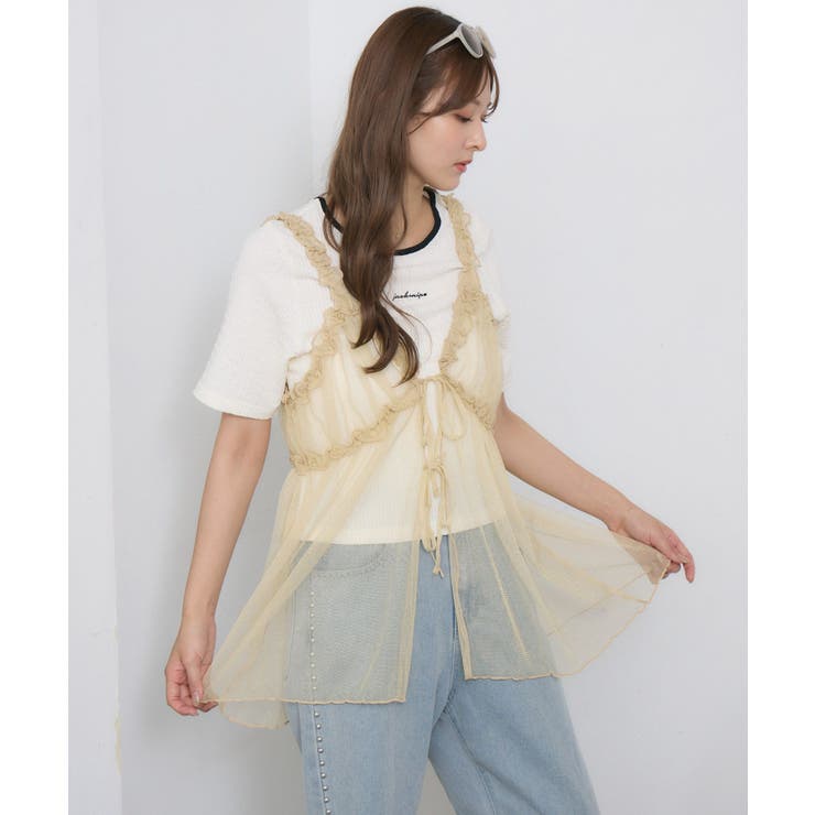 00s fairygrunge 姬ガールcoquette 編み上げリボンビスチェ フリンジチュールビスチェSET[品番：RTGW0007966]｜RETRO GIRL