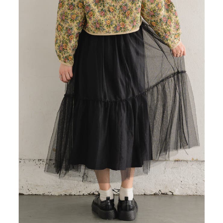 チュール切替SK 【レトロガール】チュールスカート/ロングスカート/フェミニン | RETRO GIRL | 詳細画像17 