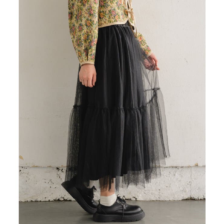 チュール切替SK 【レトロガール】チュールスカート/ロングスカート/フェミニン | RETRO GIRL | 詳細画像19 