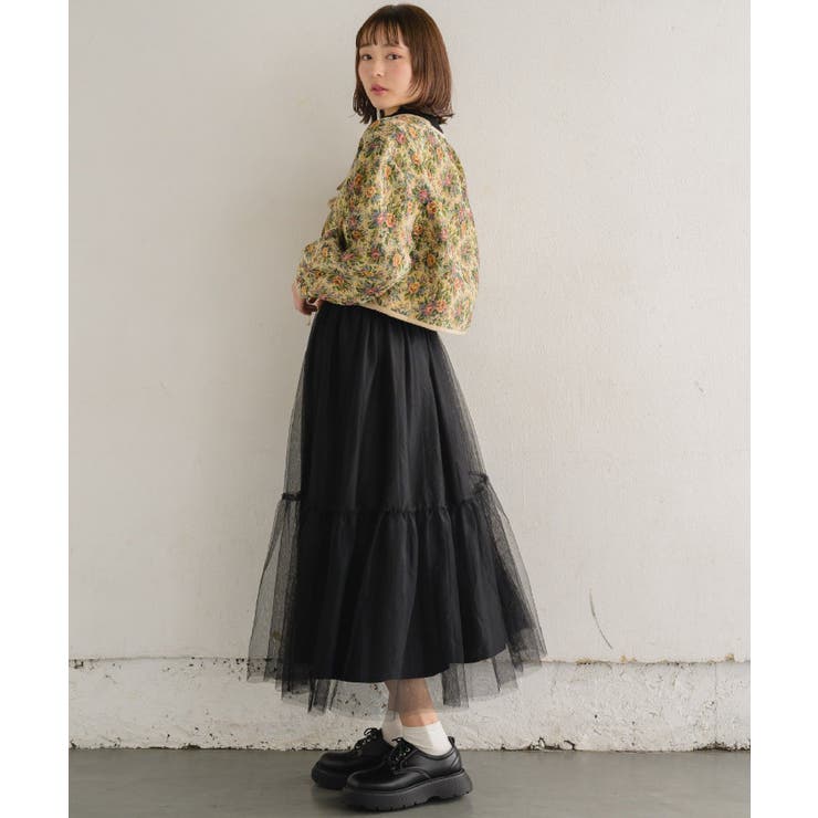 チュール切替SK 【レトロガール】チュールスカート/ロングスカート/フェミニン | RETRO GIRL | 詳細画像21 