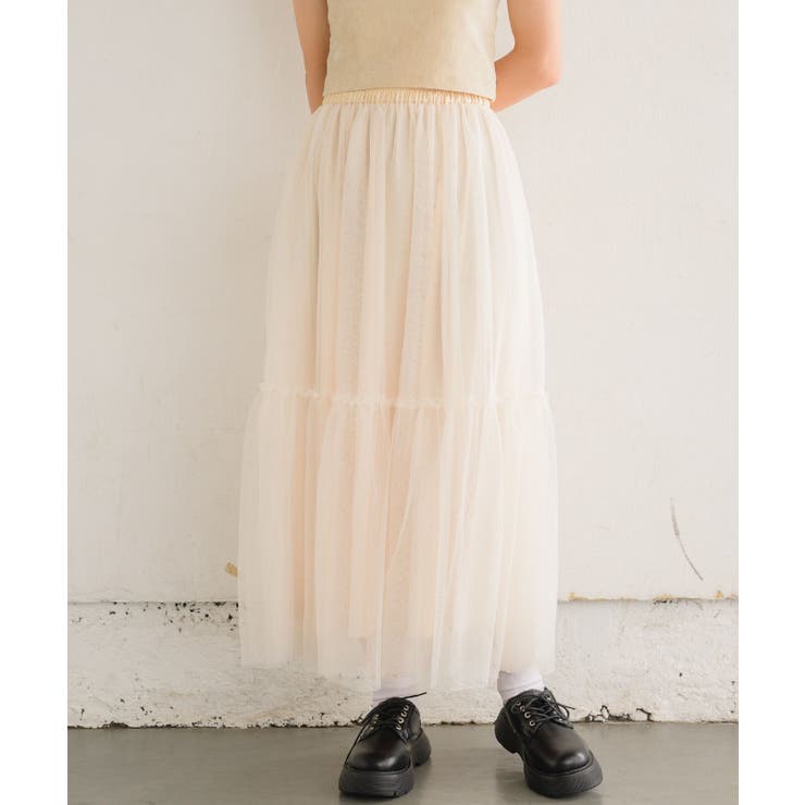 チュール切替SK 【レトロガール】チュールスカート/ロングスカート/フェミニン | RETRO GIRL | 詳細画像3 