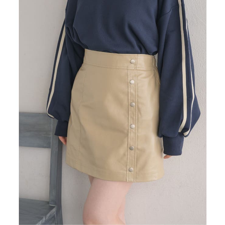 ドット釦FレザーミニSK | RETRO GIRL | 詳細画像1 