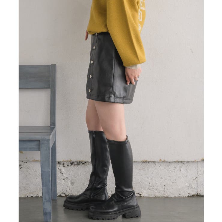 ドット釦FレザーミニSK | RETRO GIRL | 詳細画像10 