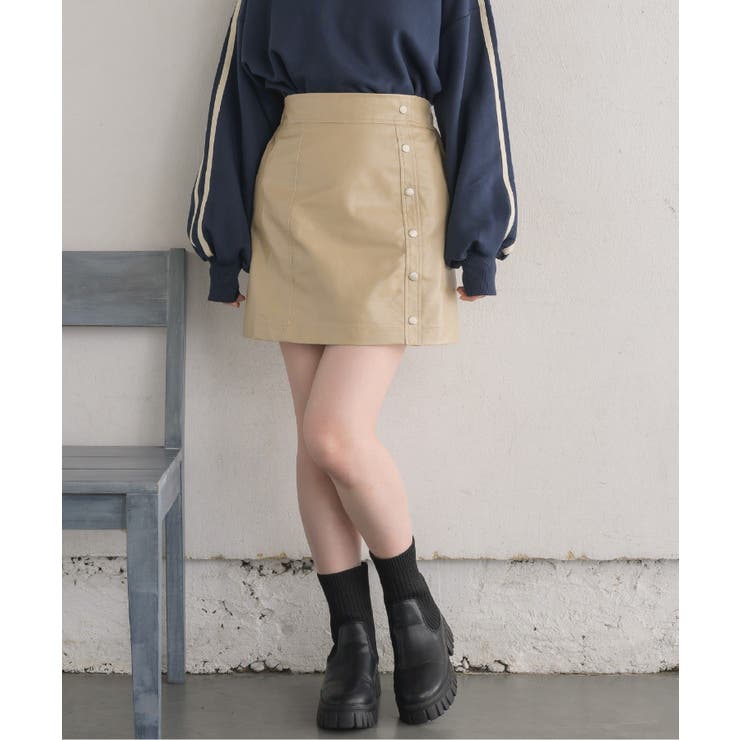 ドット釦FレザーミニSK | RETRO GIRL | 詳細画像24 