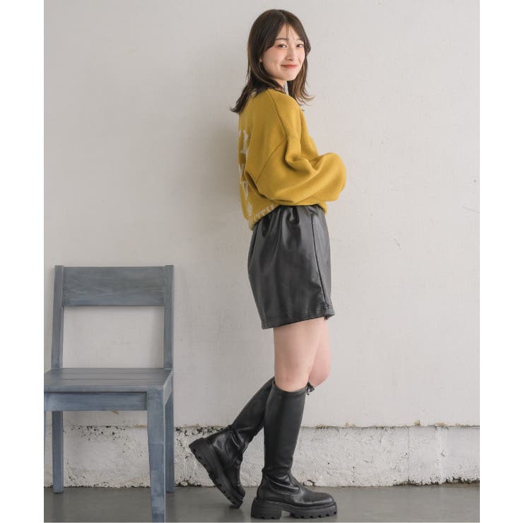 ドット釦FレザーミニSK | RETRO GIRL | 詳細画像3 