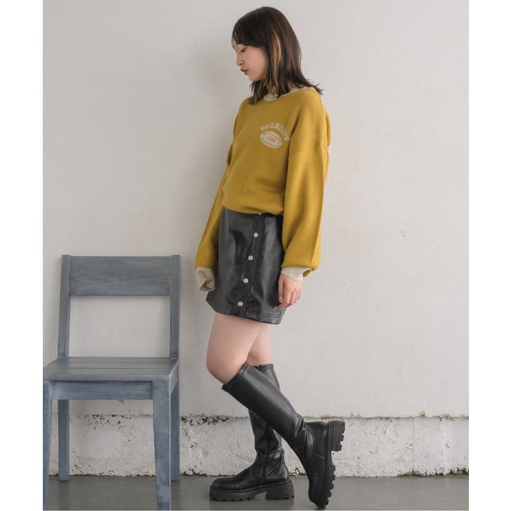 ドット釦FレザーミニSK | RETRO GIRL | 詳細画像4 