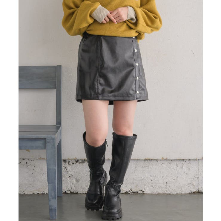 ドット釦FレザーミニSK | RETRO GIRL | 詳細画像8 