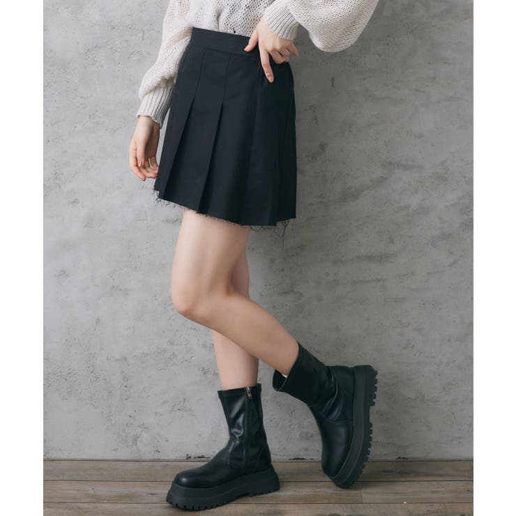 BLK1 | 裾キリッパプリーツミニSK | RETRO GIRL