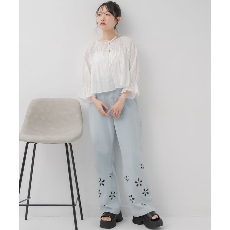 カットワークデニムPT | RETRO GIRL | 詳細画像17 