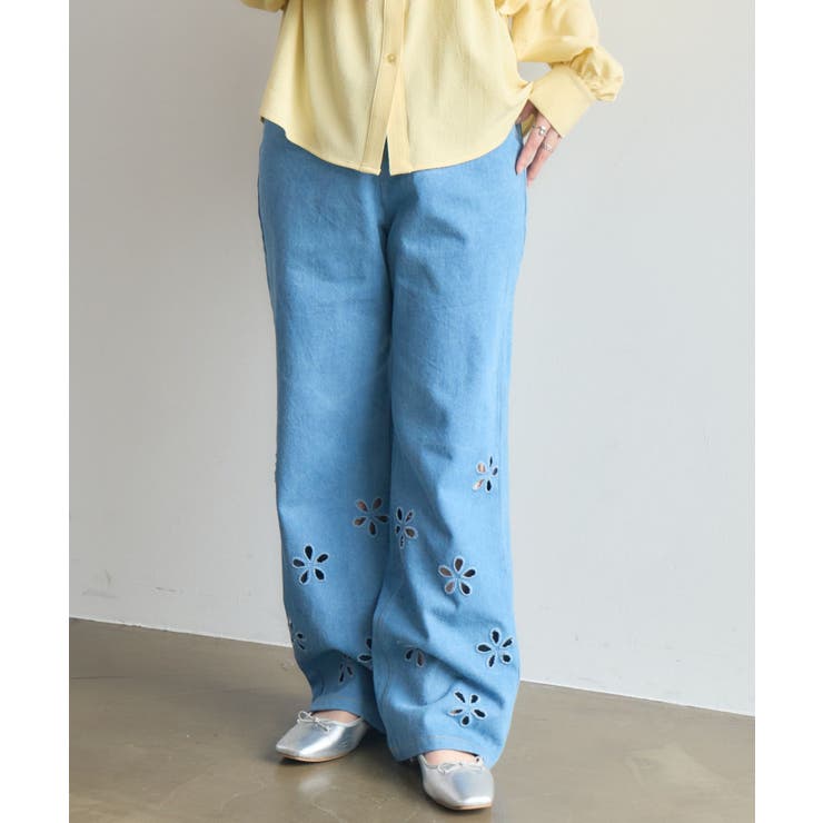 BLU0 | カットワークデニムPT | RETRO GIRL