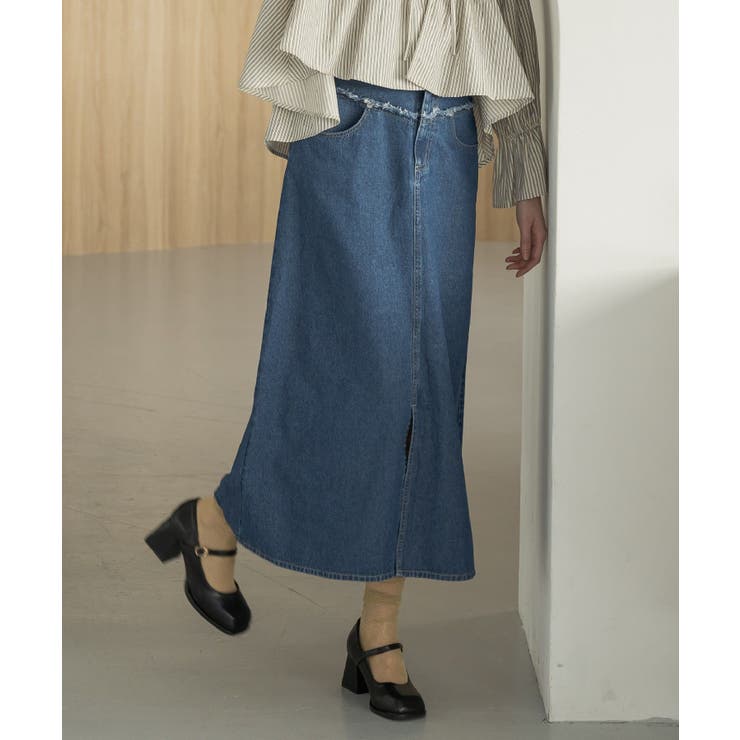 BLU0 | フリンジ切替デニムSK | RETRO GIRL