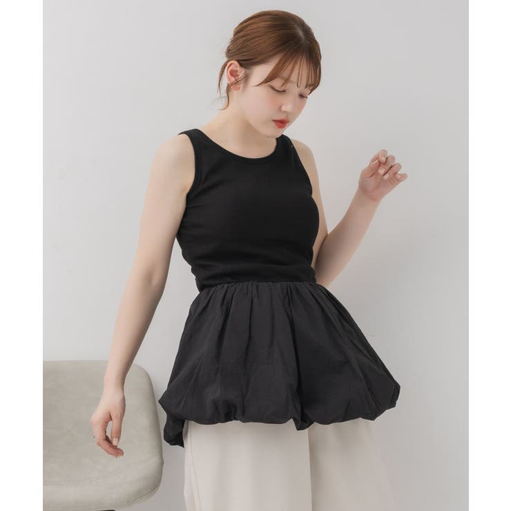BLK1 | カップ付アソートレイヤードタンク | RETRO GIRL