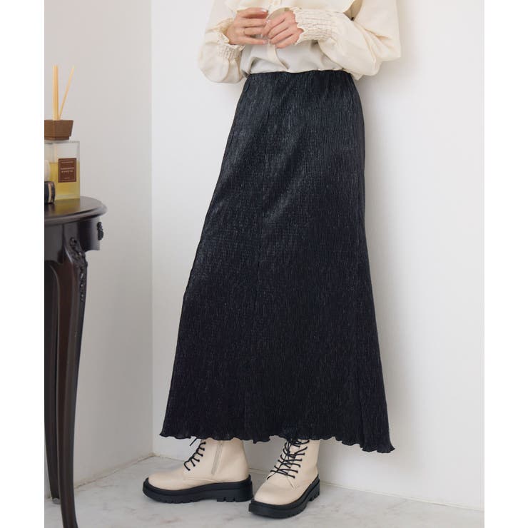 BLK1 | 箔プリント細プリーツSK | RETRO GIRL