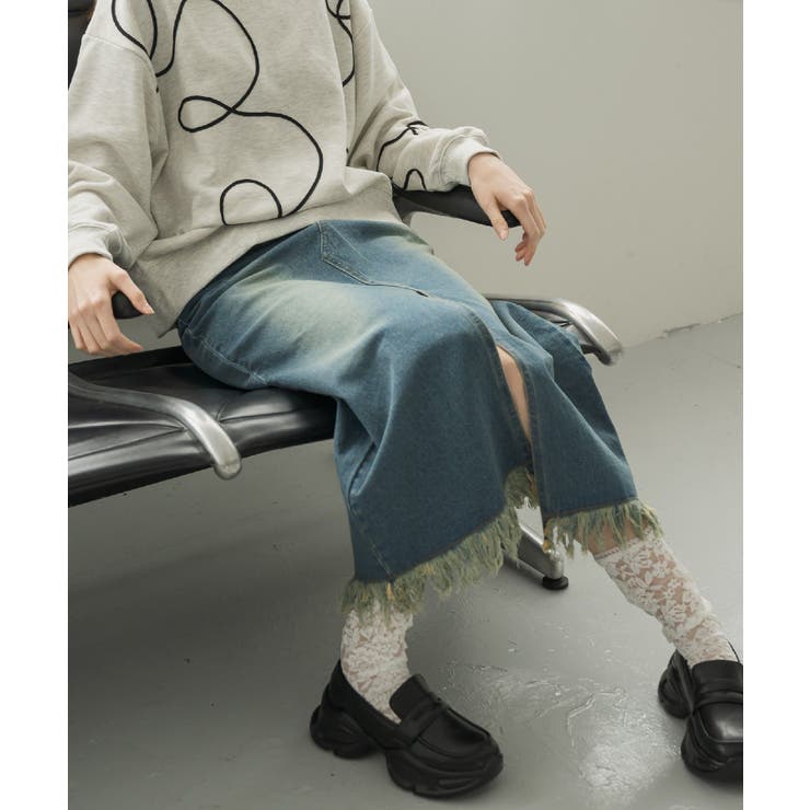 裾フリンジデニムSK | RETRO GIRL | 詳細画像5 