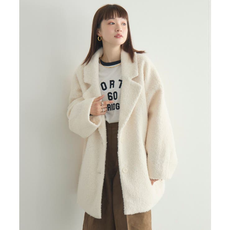 WHT3 | 【WEB限定】ループボアテーラードコート | RETRO GIRL