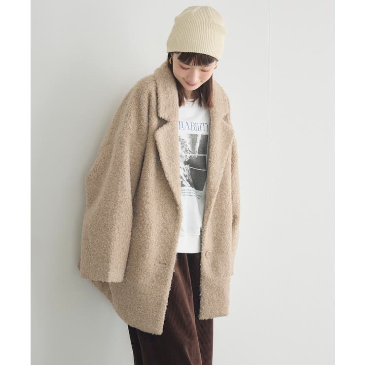 BEG0 | 【WEB限定】ループボアテーラードコート | RETRO GIRL