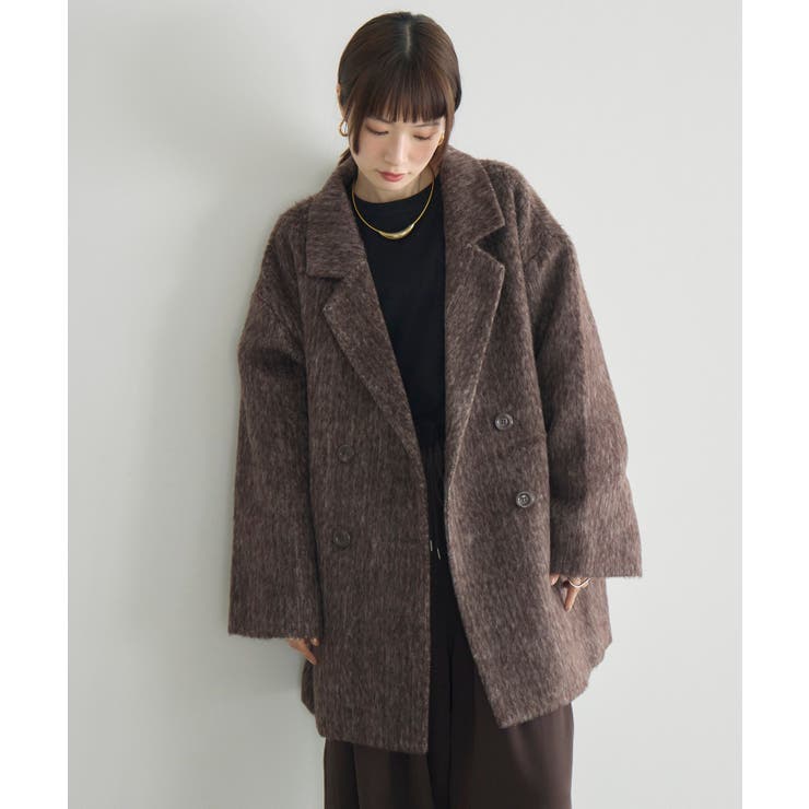 BRN0 | 【WEB限定】シャギーダブルブレストコート | RETRO GIRL