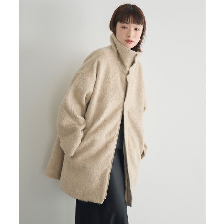 WHT3 | 【WEB限定】シャギースタンドカラーコート | RETRO GIRL