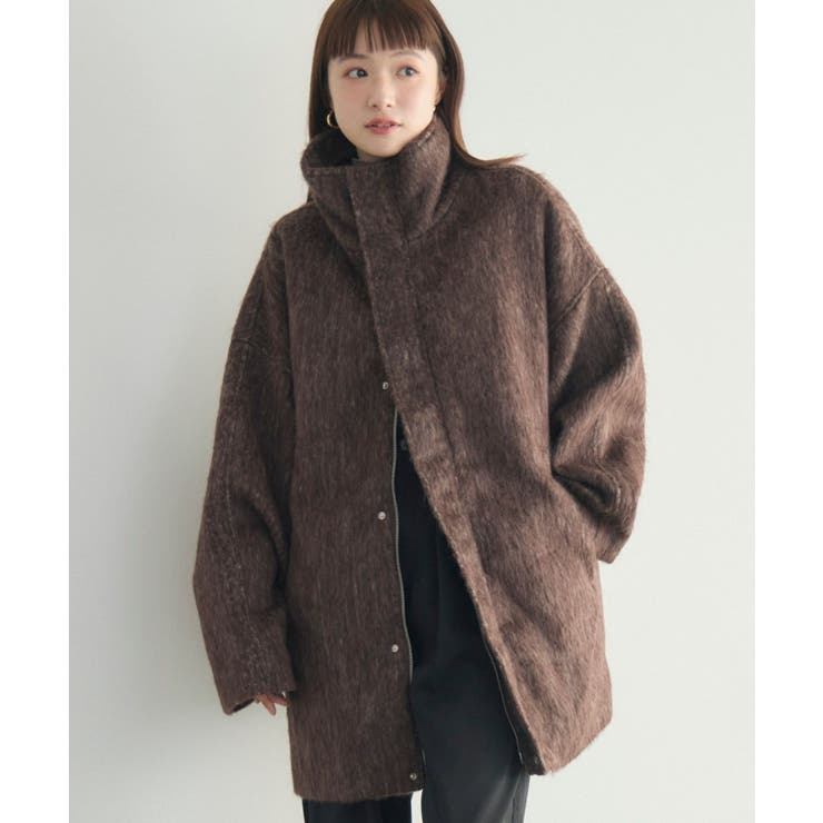 BRN0 | 【WEB限定】シャギースタンドカラーコート | RETRO GIRL