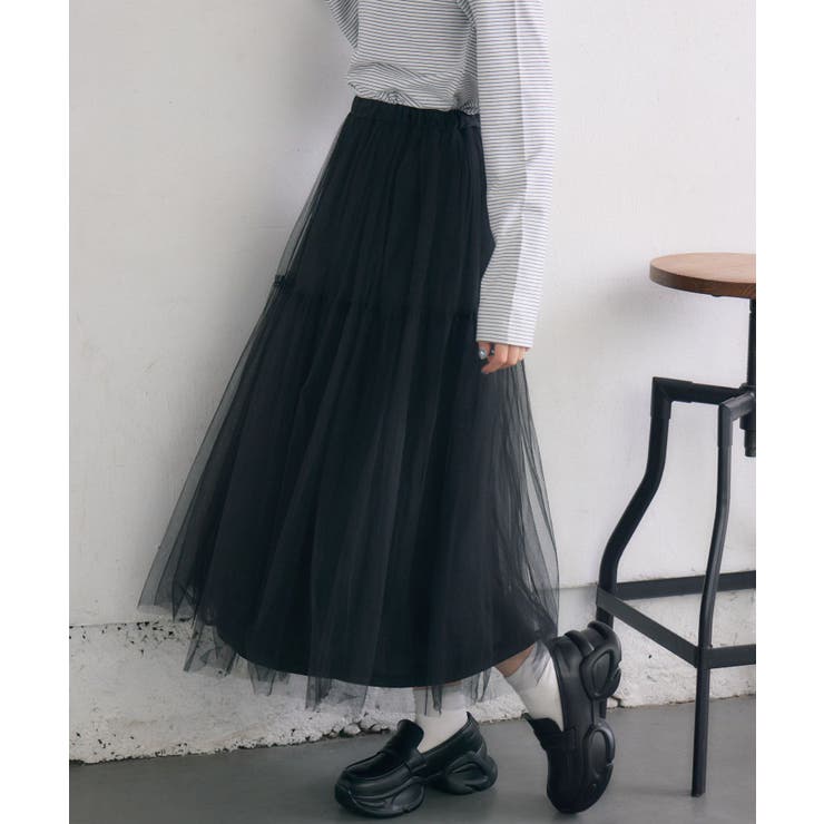 BLK1 | フリル切り替えチュールSK | RETRO GIRL