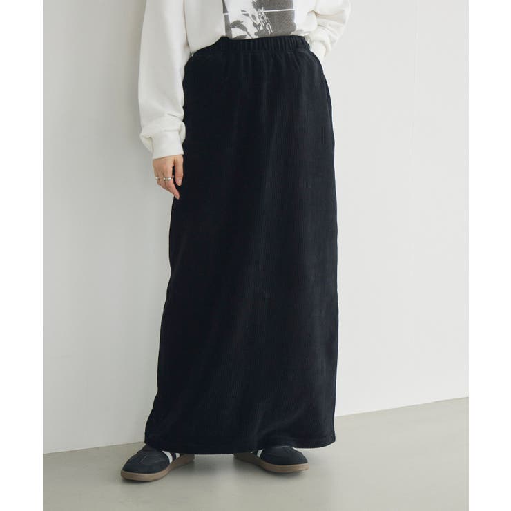 BLK1 | 【WEB限定】カットコールロングスカート | RETRO GIRL