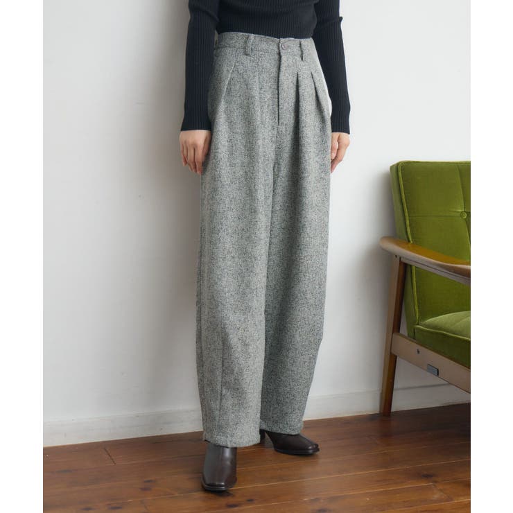 GRY2 | 【WEB限定】ツイードタックワイドパンツ | RETRO GIRL