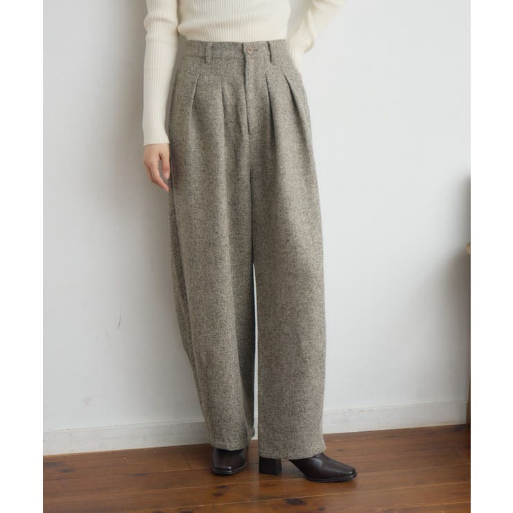 BRN0 | 【WEB限定】ツイードタックワイドパンツ | RETRO GIRL