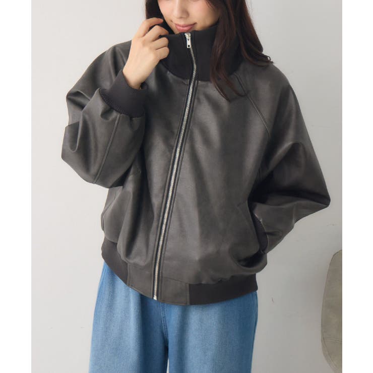 BLK1 | 襟リブレザーBZ | RETRO GIRL