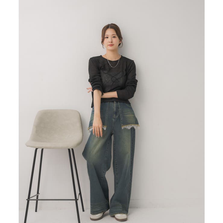 モール刺繍ロンTEE | RETRO GIRL | 詳細画像14 