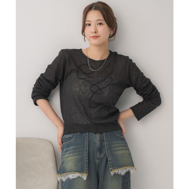 モール刺繍ロンTEE | RETRO GIRL | 詳細画像18 