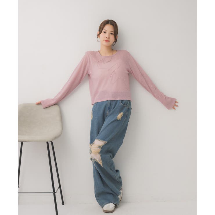 モール刺繍ロンTEE | RETRO GIRL | 詳細画像22 