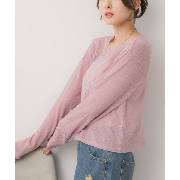 PNK0 | モール刺繍ロンTEE | RETRO GIRL