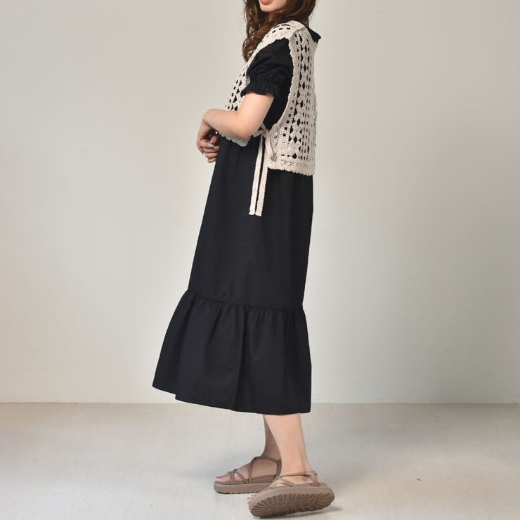◎RETRO GIRL◎ クロシェベストセットOP[品番:RTGW0004539 ◎RETRO GIRL◎ クロシェベストセットOP[品番:RTGW0004539