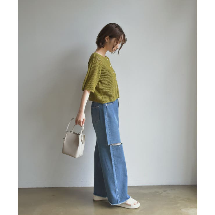 古着 ビンテージ 90s 特殊 メッシュ 鍵網 カーディガン ニット セーター ニットメッシュカーデ[品番：RTGW0005727]｜RETRO GIRL（レトロ