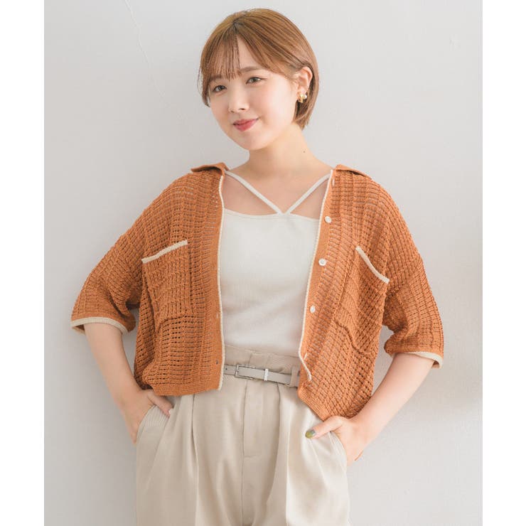 メッシュラインニットカーデ[品番：RTGW0007071]｜RETRO GIRL（レトロ 
