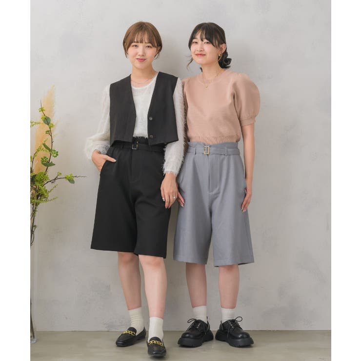 共ベルト付きバミューダPT 【レトロガール】バミューダパンツ