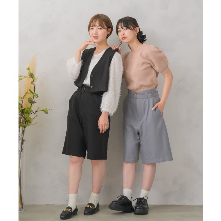 共ベルト付きバミューダPT 【レトロガール】バミューダパンツ
