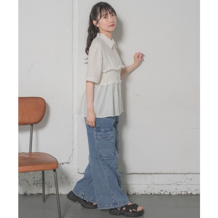 ギャザードッキング半袖SH | RETRO GIRL | 詳細画像3 