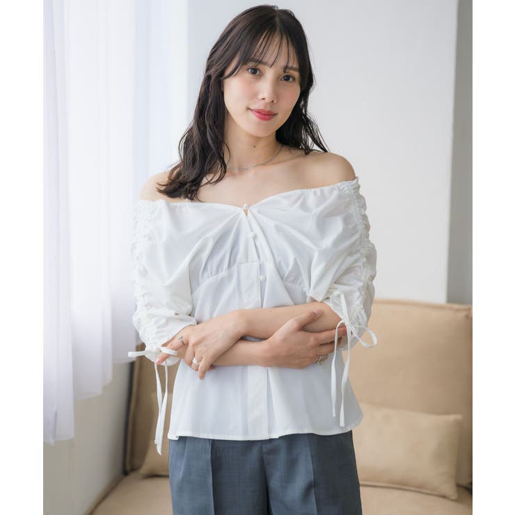 WHT2 | 前釦オフショルBL | RETRO GIRL