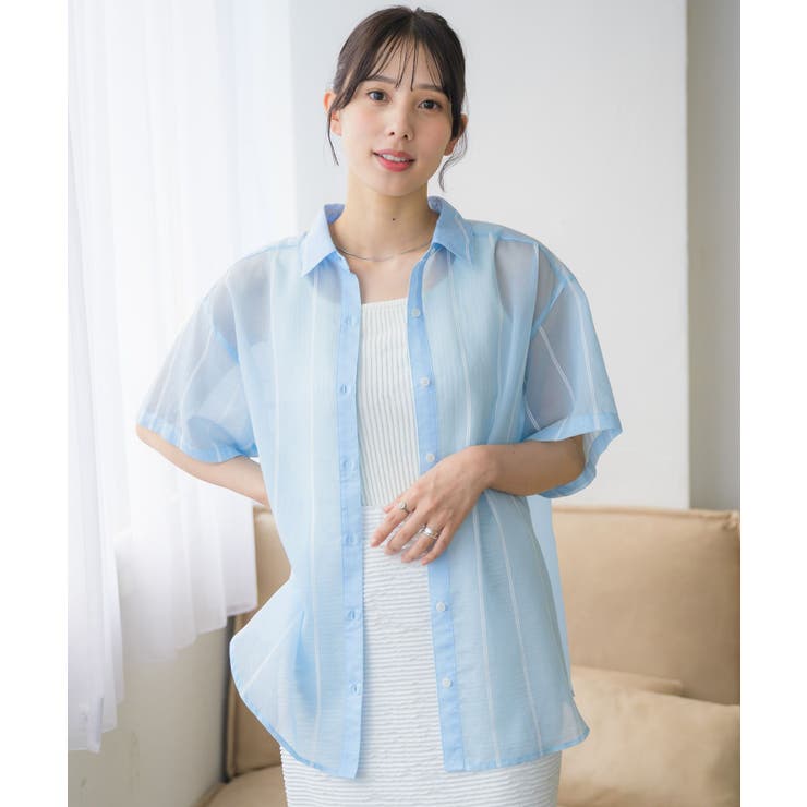 P/BLU | 半袖BIGシャツ | RETRO GIRL