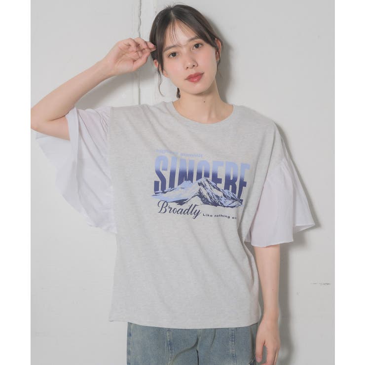 P/WHT | 袖切替リメイクTEE | RETRO GIRL